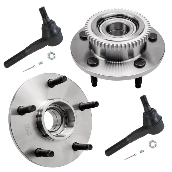 Detroit Axle - 4pc Front Wheel Bearing & Hub Assembly   Outer Tie Rods Kit for 2000 2001 Dodge Ram 1500 RWD