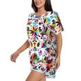 thumbnail image 2 of Picia Mexican Bright Style Pajamas Sets for Women Soft Short-Sleeved Pjs with Lounge Shorts Two Piece Sleepwear-3X-Large, 2 of 9