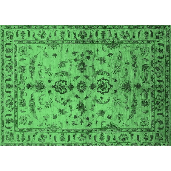 Ahgly Company Indoor Rectangle Oriental Emerald Green Traditional Area Rugs, 4' x 6'