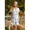 thumbnail image 2 of Ekouaer Nightgowns for Women V Neck Sleepshirt Short Sleeve Nightdress Lace Trim Night Gown House Dress with Pockets, 2 of 5