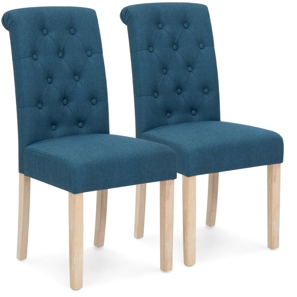 Best Choice Products Set of 2 Tufted High Back Parsons Dining Chairs (Blue)