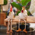 thumbnail image 3 of Funny Sitting Chicken Figurines – Farmhouse Rooster & Hen Statues with Dangling Legs – Rustic Tabletop Home Decor, Kitchen, Garden Ornaments (Set of 2), 3 of 4