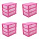 thumbnail image 1 of 4X Mini Caja de Almacenamiento de Plástico Tipo Cajón Translúcido (Rosa Rojo 3 ), 1 of 5