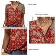 thumbnail image 4 of Camiseta de manga corta para mujer, camiseta de verano con cuello abotonado para mujer, camiseta estampada para mujer, confiable y duradera, 4 of 5