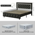 thumbnail image 5 of 4 EVER WINNER King Bed Frame, Upholstered Platform Bed Frame with Headboard and Footboard, Diamond Headboard and Footboard Design, Black, 5 of 7