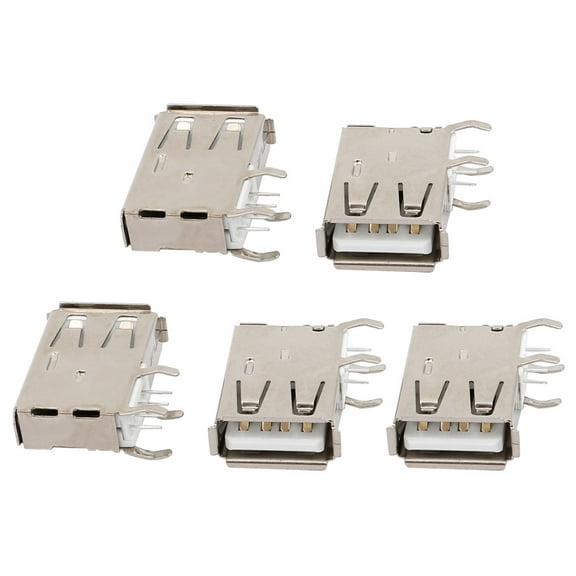 Unique Bargains 5pcs USB 2.0 Type-A Female Jack 4-Terminal Side Insert PCB Socket Connector