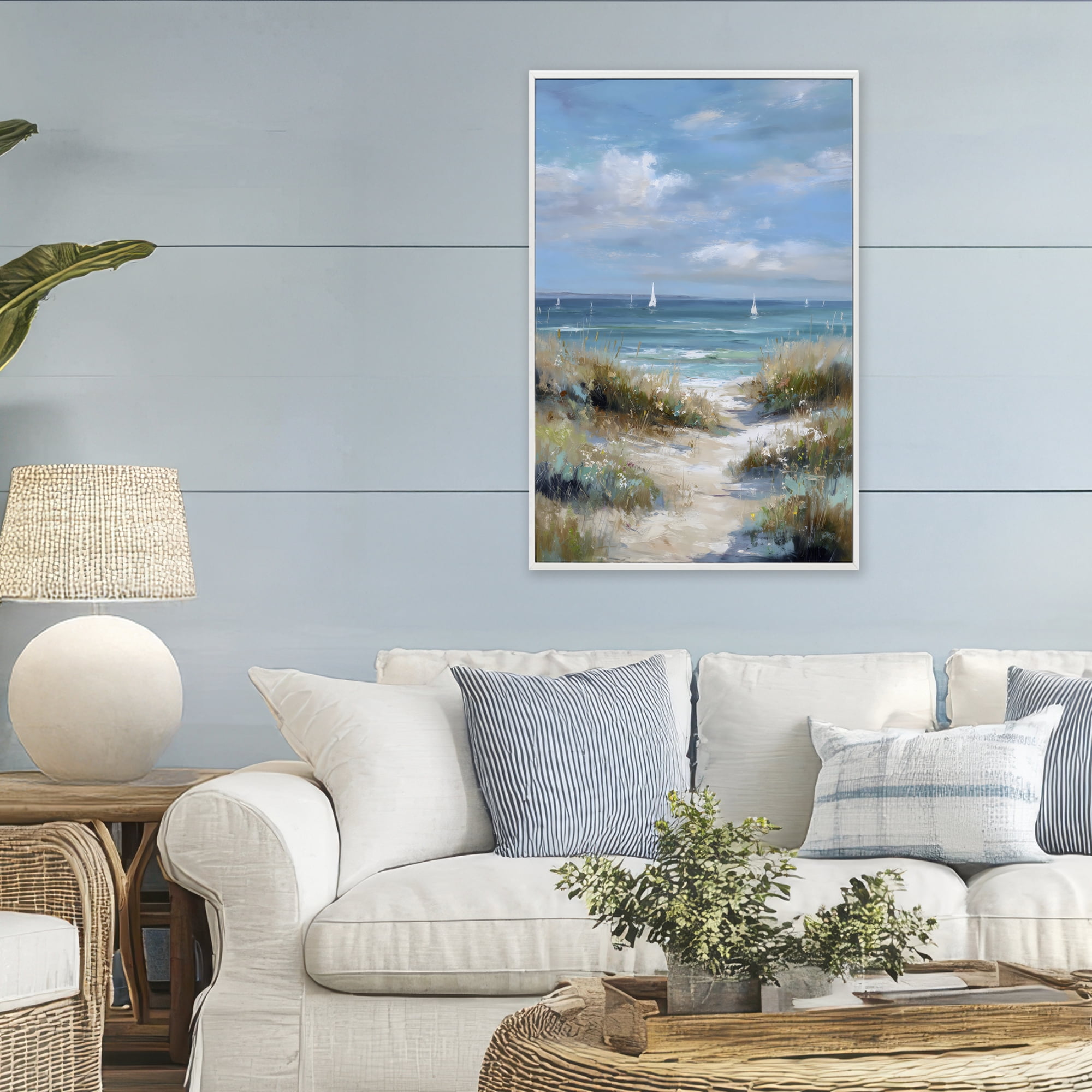 Stupell Industries Sailboat Path Impression White Framed Giclee Art, design by Petal Prints Design