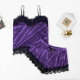 thumbnail image 2 of Ujnder Women's Elegant Silk Pajamas Set Satin Camisole Sleepwear V Neck Top and Shorts Purple L, 2 of 9