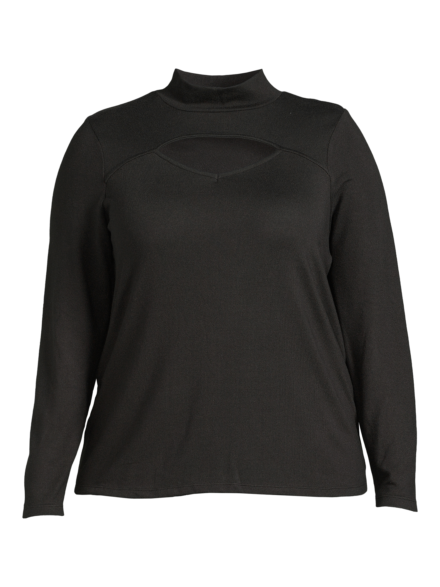Como Blu Women's Plus Mock Neck Cutout Top
