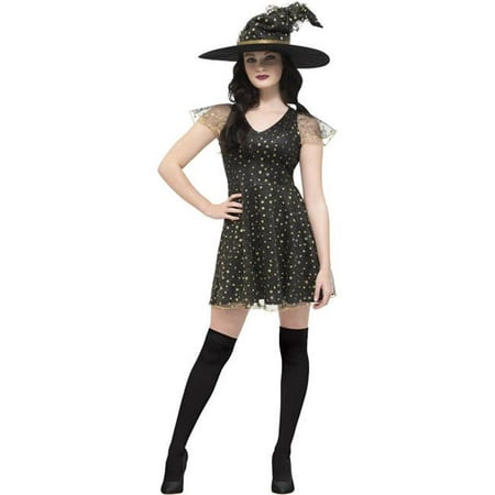 Smiffys 45131M Fever Moon & Stars Witch Costume, Black & Gold -