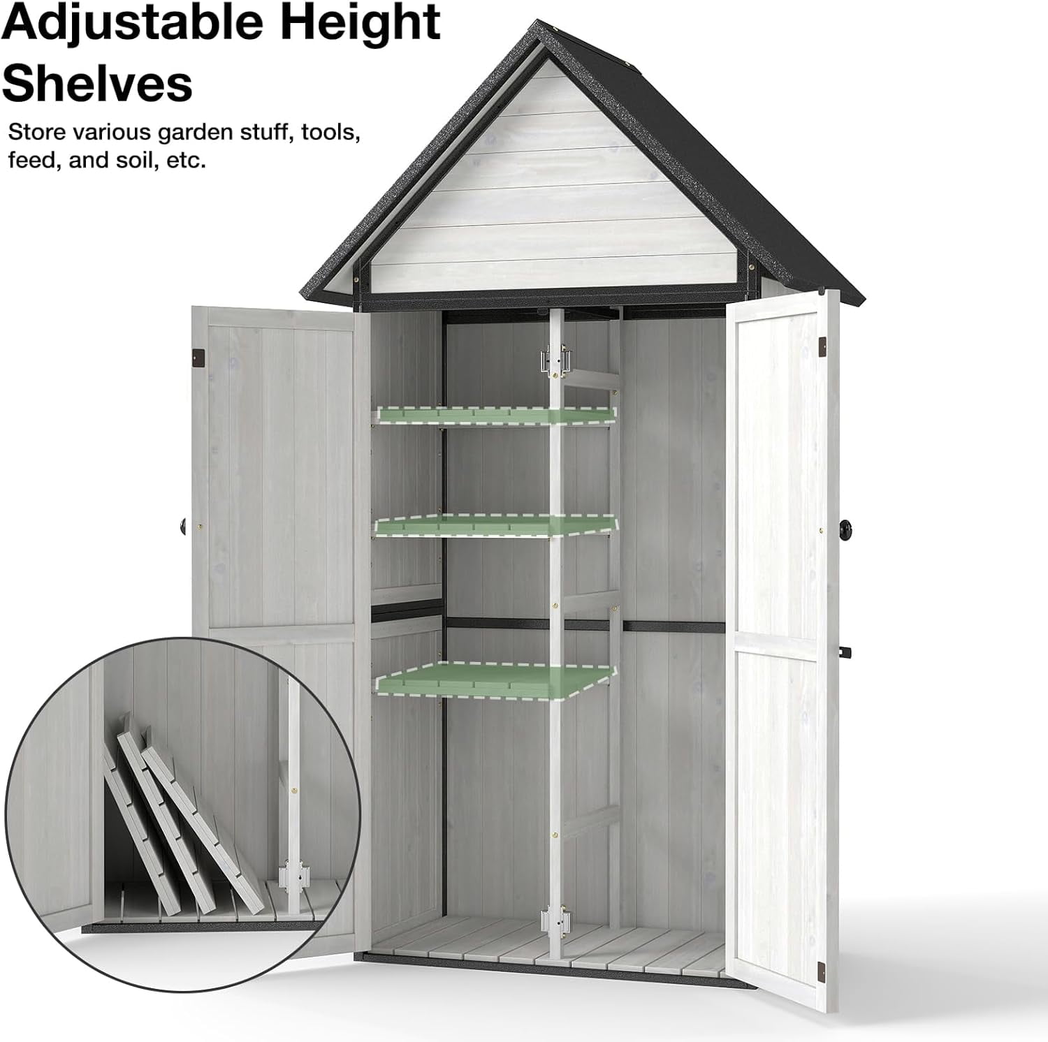 Aivituvin Outdoor Large Storage Shed with Durable Metal Frame, Lockable  Storage Cabinet with Floor, Weatherproof Tool Shed for Backyard Patio (White)