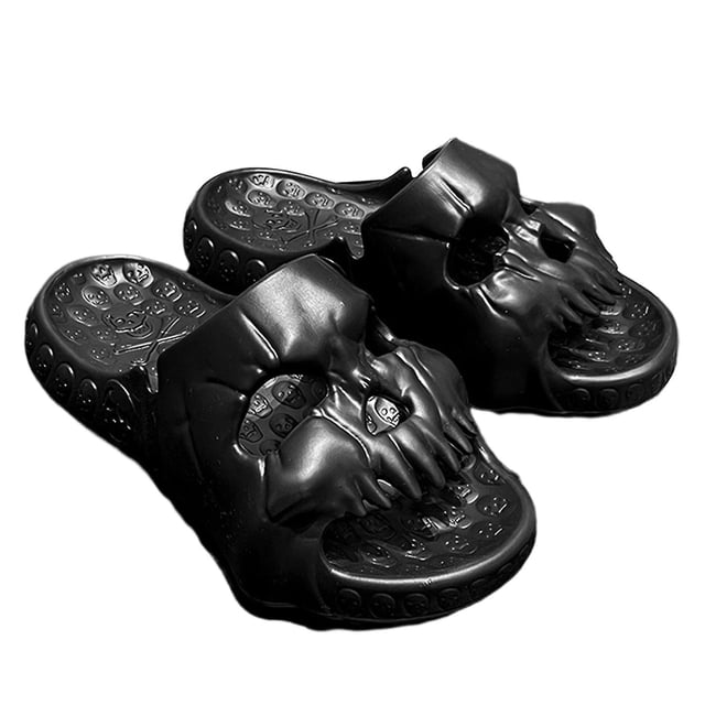 Unisex Skull Shape Sandals For Summer Soft Comfortable Home Slippers For Home Indoor-26Black42-43