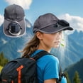 thumbnail image 2 of Yooshoverk Solar Fan Cap - Baseball Hat w/ Built In Cooling Fan & Neck Shield - UPF 50+ Sun Hat for Outdoor - Rechargeable via USB/Sun, 2 of 6