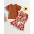 thumbnail image 4 of Bagilaanoe 2pcs Toddler Baby Girls Long Pants Set Letter Print Short Sleeve T Shirt Tops + Flower Flare Trousers 6M 12M 18M 24M 3T 4T Kids Casual Outfits, 4 of 8