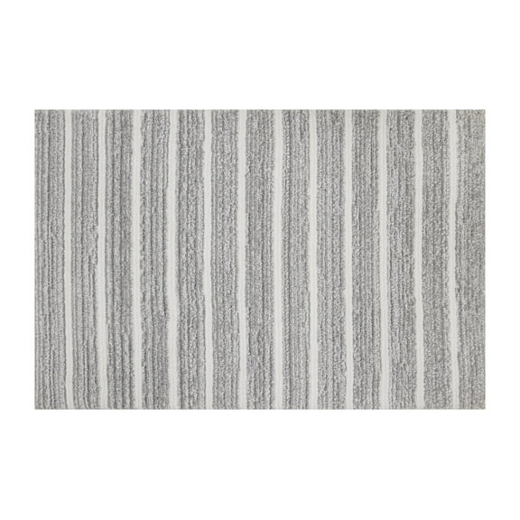 Mineral Spring Spa Luxe Stripe Polyester Tufted Bath Rug, Grey Silk, 20" x 32"