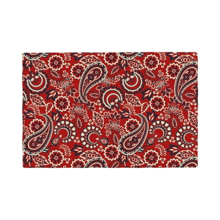 

Placemats Set of 4 Vintage Red Paisley Heat Resistant Non - Slip Place mats Waterproof table mat for Kitchen Dining-4片装