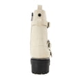 thumbnail image 2 of KENNETH COLE Womens Beige Buckle Accent Embellished Tate Round Toe Block Heel Zip-Up Moto 5.5, 2 of 4
