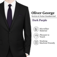 thumbnail image 2 of Mens Solid Color Formal Wedding Casual Necktie and Pocket Square Handkerchief Set For Suit or Tuxedo Dark Purple, 2 of 5