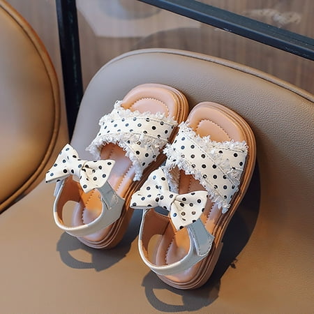 

Gubotare Sandals for Girl Dressy Girls Sandals Classic Open Toe Braided Flat Sandals Summer Dress Shoes (Black 7.5)