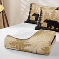 thumbnail image 4 of Castle Fairy Safari Bear Twin Quilt Set,Woodland Animal Twin Coverlet Set,Black Cream, 4 of 7