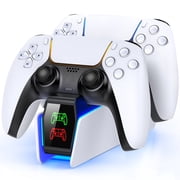 PS5 Controller Charger, ESYWEN Charging Station for PlayStation 5 Controller, Fast PS5 Charging Dock Station with LED Indicator, PS5 Accessories-White