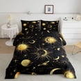 thumbnail image 2 of Homewish Sun Moon Stars Full Size Comforter Sets, Cosmos Celestial Planet Bedding Comforter Set, Black Gold, Black Reversible 3 Piece, 1 Comforter and 2 Pillowcases, 2 of 6