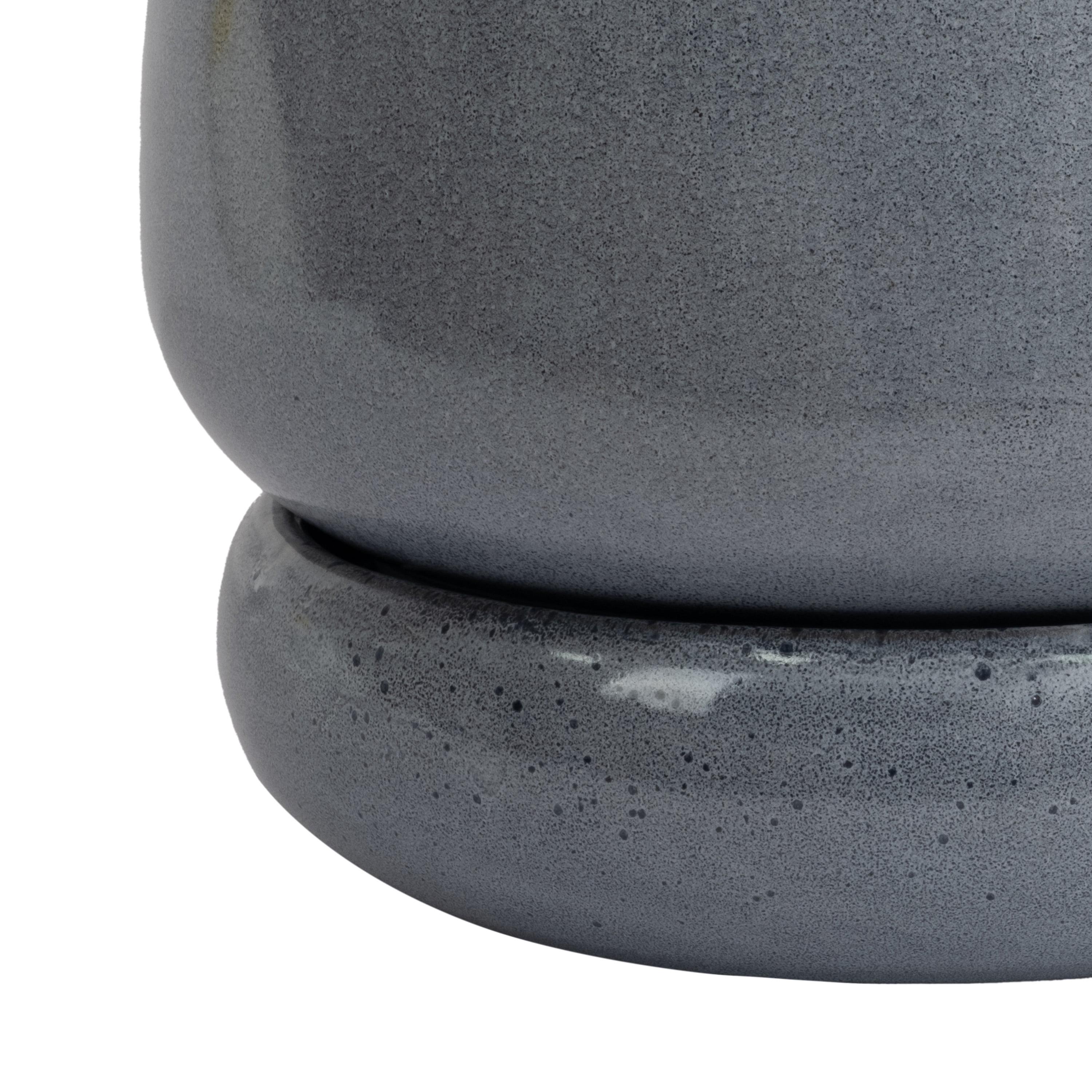 Beautiful 12" Cornflower Bubble Base Tapered Ceramic Planter with Saucer by Drew Barrymore