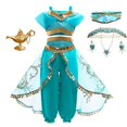 thumbnail image 2 of Disfraz de princesa árabe Jasmine para niña, traje de fiesta con lámpara de Aladdín, ropa sin hombros para carnaval, 3 a 10 años Fivean unisex, 2 of 2