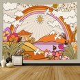 thumbnail image 2 of Vintage 70s 60s Groovy Tapestry, Retro Flowers Clouds Sun and Rainbow Tapestry Wall Hanging, Orange Boho Aesthetic Tapestry for Bedroom Living Room Dorm Decor 60 x 51Inch, 2 of 6