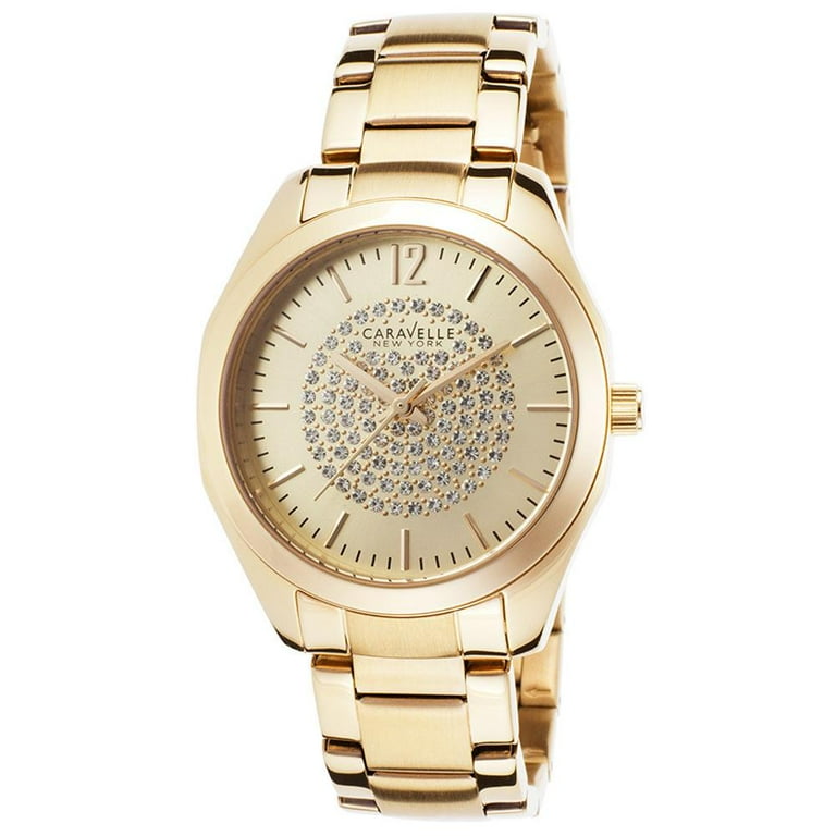 Caravelle Women's Stainless Steel Case and Bracelet Champagne Dial