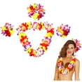 thumbnail image 2 of BNNG 4 Pcs Hawaiian Flower Lei Hula Necklace Garland Headband Wristbands Wedding Decorations Beach Tropical Party Supplies Hawaiian Necklace Tropical Luau Hawaii Wreaths Silk Flower, 2 of 4