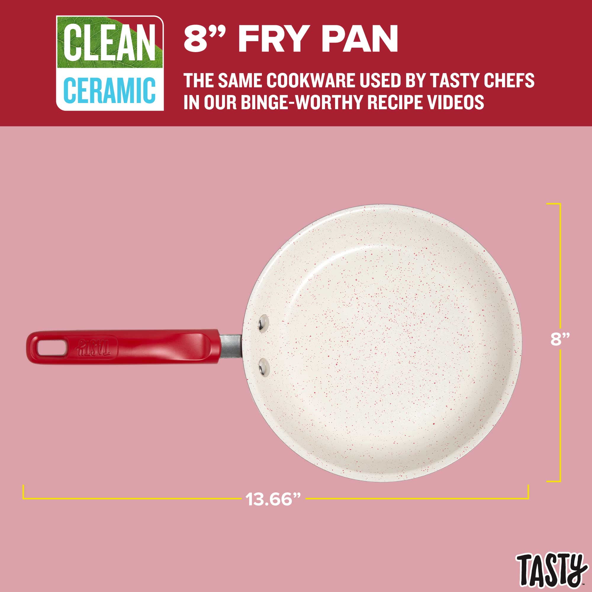 Tasty 8 Multilayer Non-Stick Cast Aluminum Fry Pan, Smart Heat Base for  Efficient Cooking, Red 