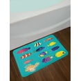 thumbnail image 2 of Colorful Bath Mat, Aquatic Scene of Different Fish Shapes and Types Nautical Lifestyle, Plush Bathroom Decor Mat with Non Slip Backing, 29.5" X 17.5", Dark Seafoam Multicolor, by Ambesonne, 2 of 2