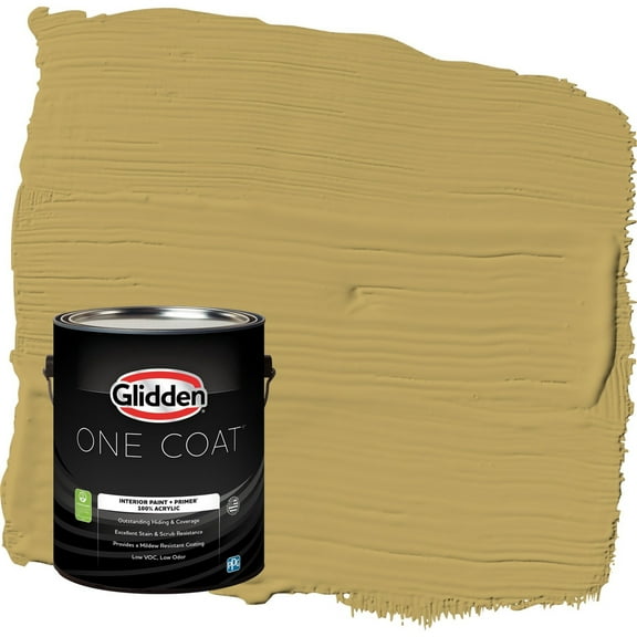 Glidden One Coat Shutter Bug / Yellow Eggshell Interior Paint with Primer, 1 Gallon