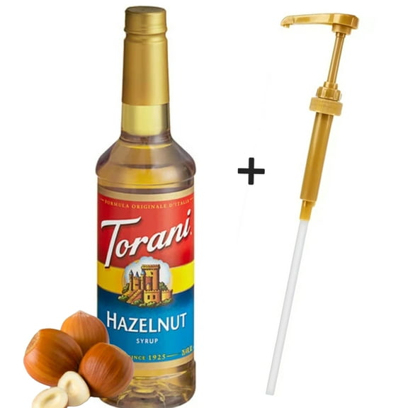 Torani Hazelnut Syrup, 25.4 oz (750 mL)   Gold Syrup Pump