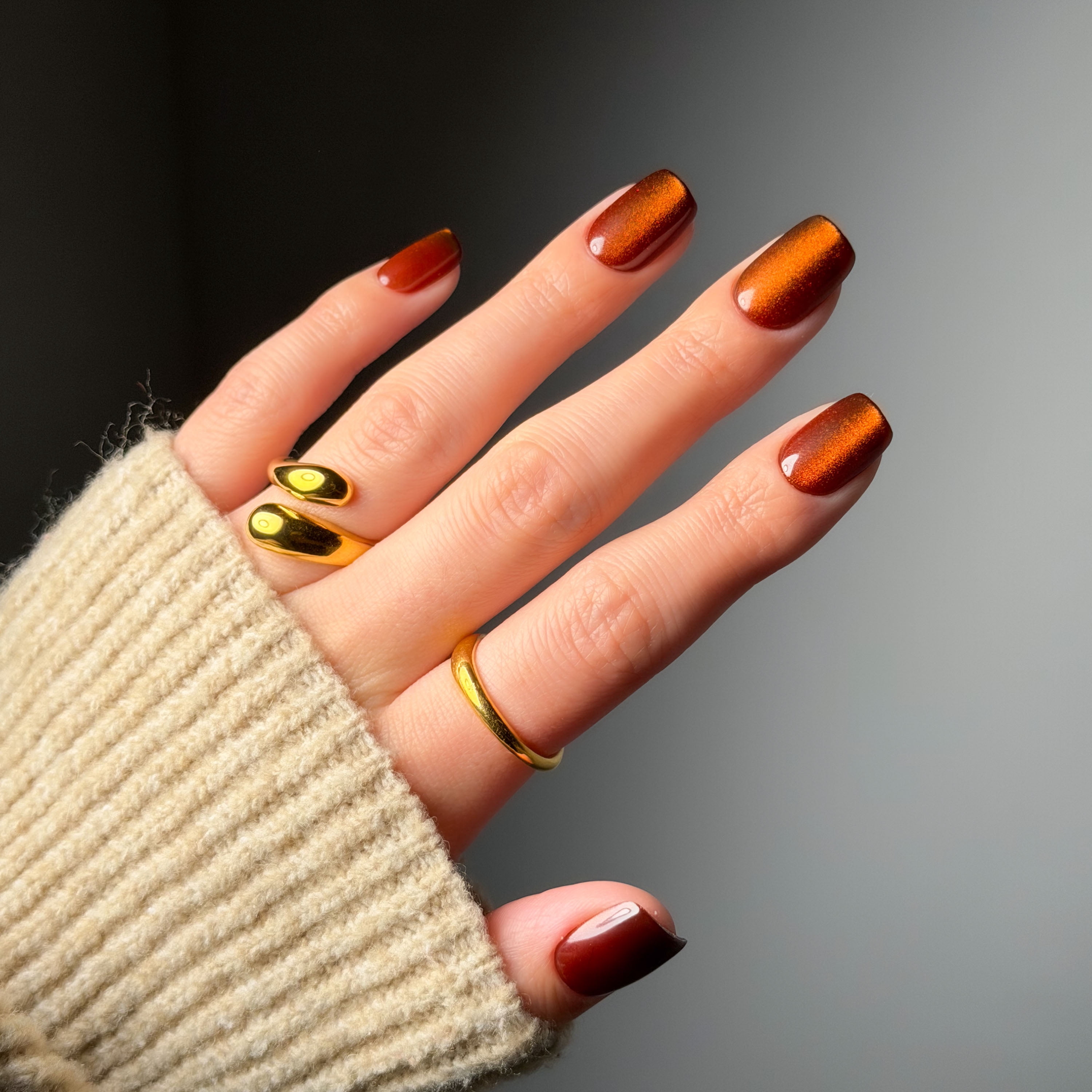 Salon Perfect Halloween Chill Short Square Press-On Nails with Glue & File, Orange Magnetic, 30 Pieces