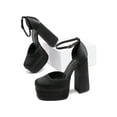 thumbnail image 6 of Women's Ankle Strap Platform High Chunky Block Heels Square Toe Solid Color Wedding Party Prom Festival Pumps, 6 of 7