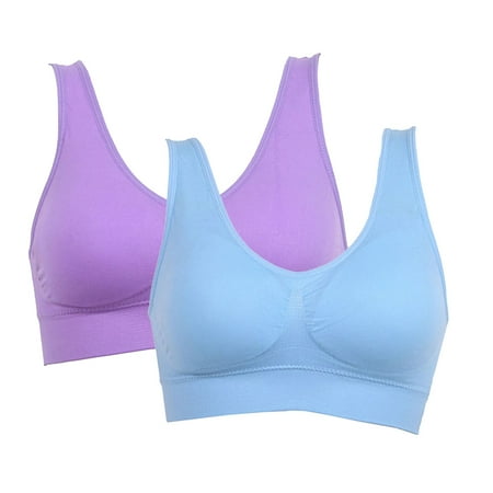 

Wuffmeow Women s 2-Pack Light-Support Seamless Sports Bras Size S