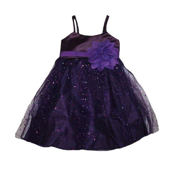 Kid's Dream Little Girls Eggplant Shimmer Tie-Back A-Line Dress - size 2