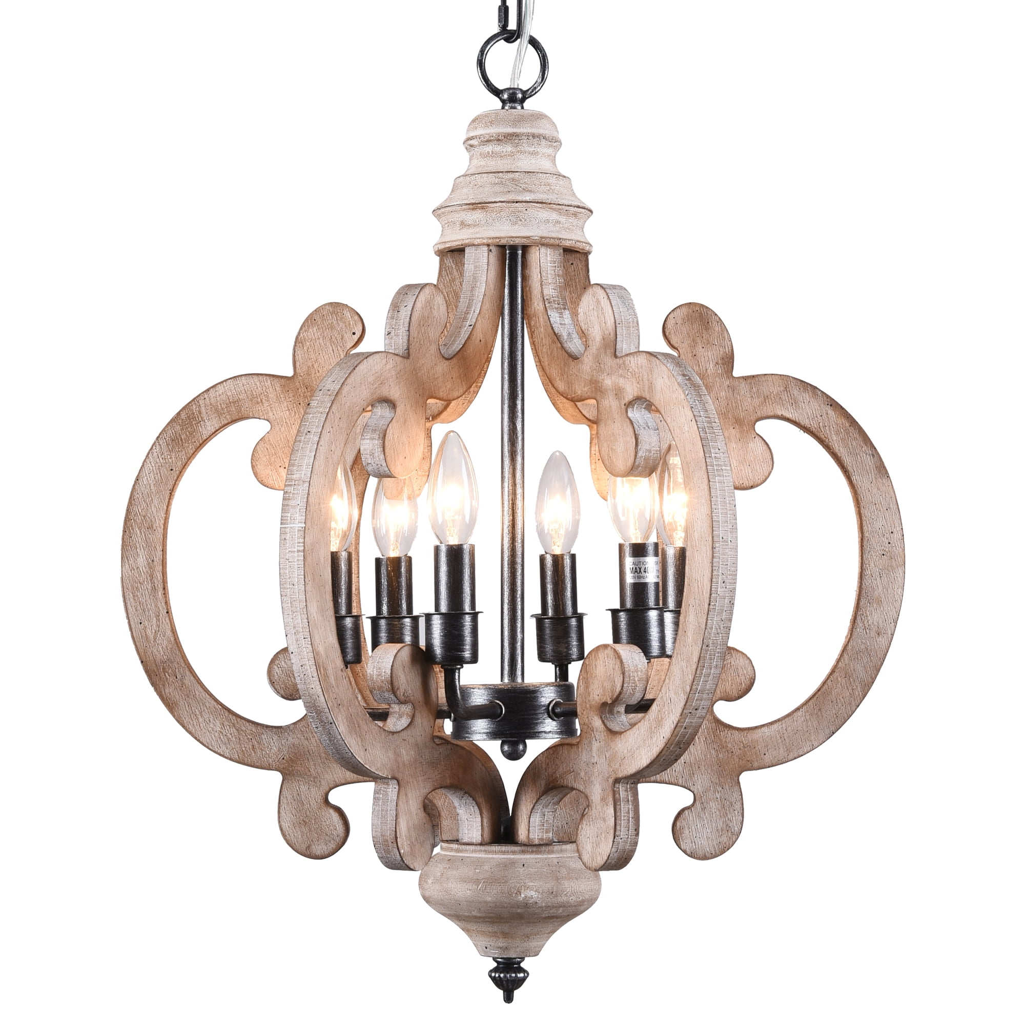 Belladepot 6-light Distressed White Wood Lantern Vintage Chandelier