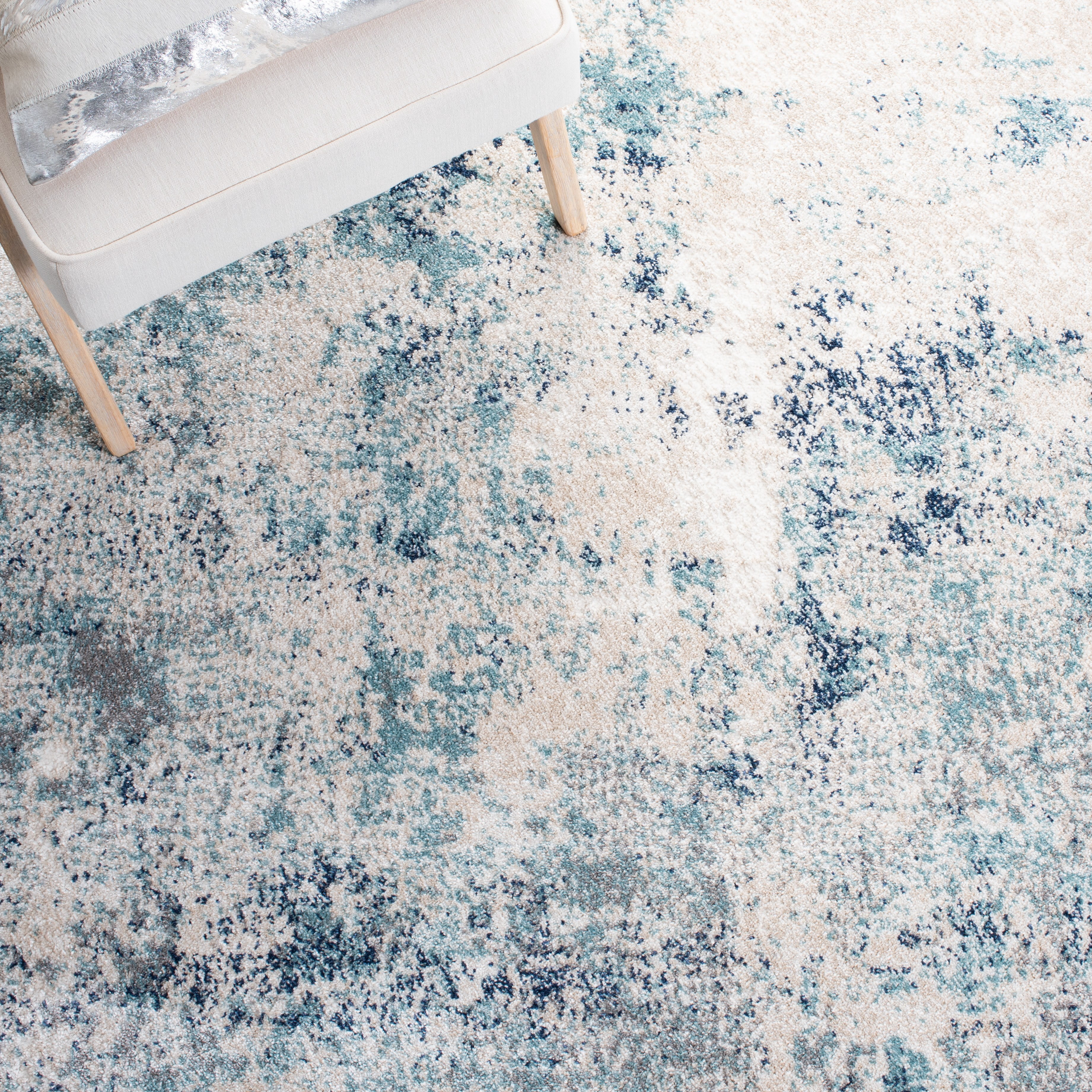 SAFAVIEH Aston Calanthia Abstract Area Rug, Ivory/Blue, 9' x 12'