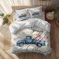 thumbnail image 2 of Blue Trucks Queen Size Comforter Set, Happy Easter Eggs Rabbit Butterfly Flower Linen Bedding for All Seasons, 4 Pcs Bed Set, 1Quiltcover (90"x92") ,1Sheet(94"x116"), 2Pillowcases (30"x20"), 2 of 12