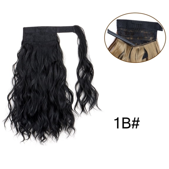 ERDOUY 13.8" Curly Wavy Synthetic Ponytail Extension, Women’s Wrap-Around Clip-in Hairpiece | Natural-Looking Fake Pony Tail for Voluminous Styling, Jet Black