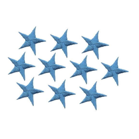 (PACK of 10 PIECES) 2-3/8" Turquoise Blue Star - Iron on Applique/Embroidered Patch
