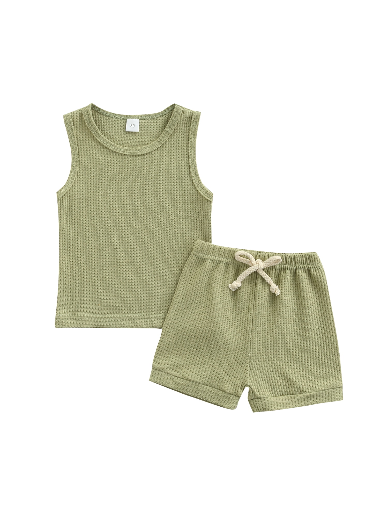 jaweiw Unisex Baby Boy Girls Knit Tanks Tops + Shorts, Solid Color