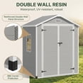 thumbnail image 4 of Lofka 6x4 FT Resin Outdoor Storage Shed with Floor, Lockable Waterproof UV Protected Large Garden Shed for Backyard Patio Lawn Gray, 4 of 10