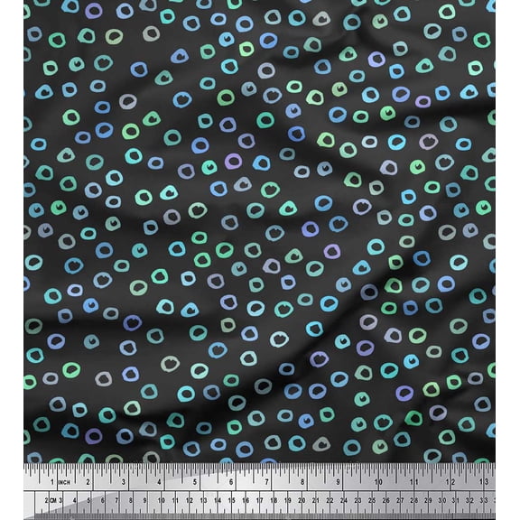 Soimoi Gray Velvet Fabric Circle Geometric Decor Fabric Printed Yard 58 Inch Wide