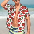 thumbnail image 5 of Lsque Hand Drawn Tomatoes pattern Hawaiian Shirt for Men, Unisex Summer Beach Casual Short Sleeve Button Down Shirts-Large, 5 of 9