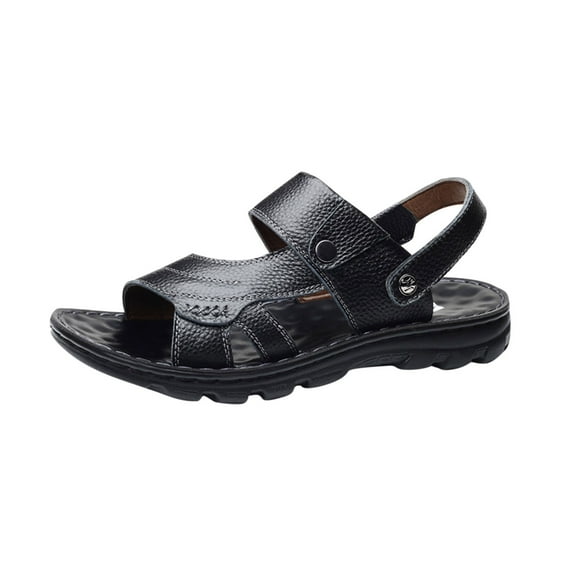 Xfvqtps Men Sandals Slingback Side Cutout Open Toe Thick Sole Soft Non Slip Comfortable Breathable Casual Sandals Black