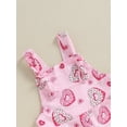 thumbnail image 6 of Suealasg Toddler Girl Valentine's Day Suspender Overalls Pants 6M 1T 2T 3T 4T Kids Girl Donut Print Sleeveless Flared Romper Jumpsuit One Piece Bodysuit Clothes for Children Girl, 6 of 9